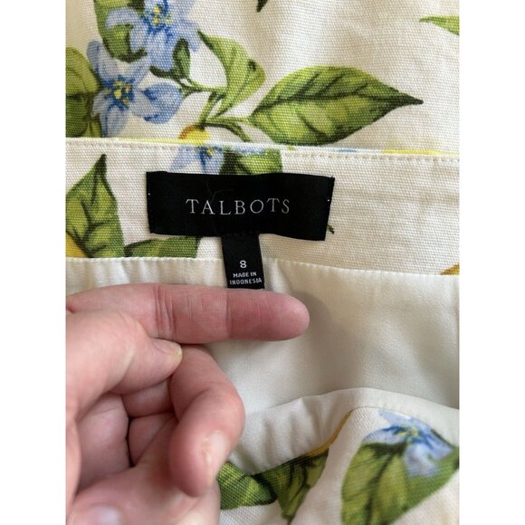 Talbots Lemons Blossom Canvas Printed Above Knee Lined Skirt Size 8 - Picture 3 of 5